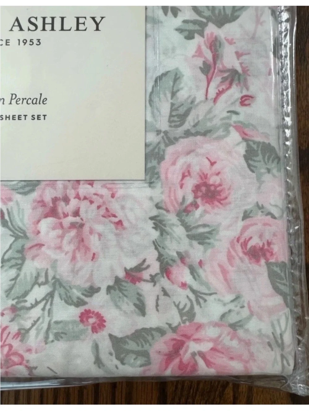 Laura Ashley ~ QUEEN ~ Pink Floral & Pinstripe 4 Pc. Sheet Set 100% Cotton